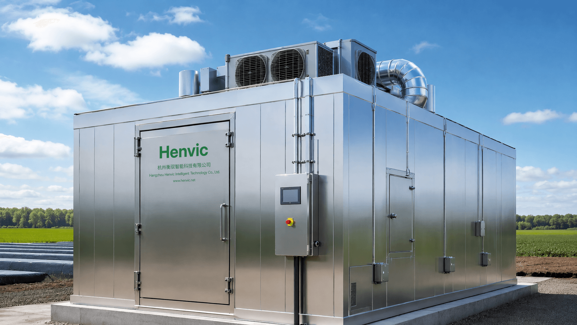 Exterior view of the Henvic large mushroom cultivation cabin
